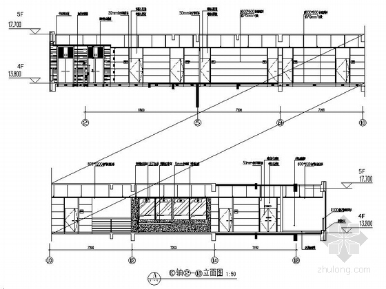 [重庆]现代三级甲等综合性医院住院部设计施工图（含水电图）立面图