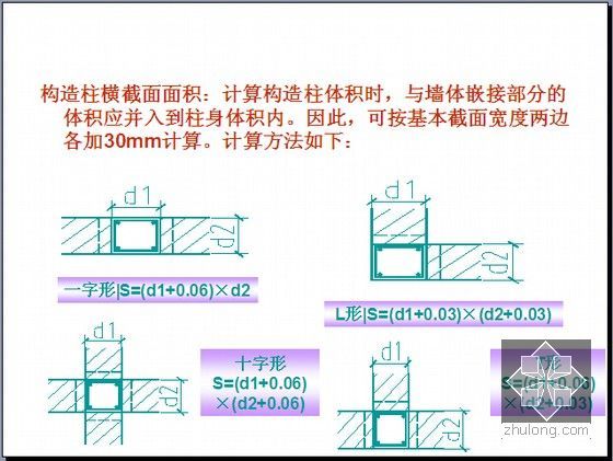 知名院校建筑工程预算课程图文讲义(共六章 124页)-构造柱横截面面积