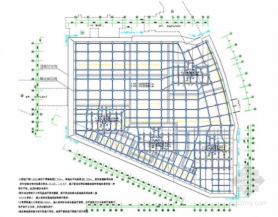 [浙江]土钉墙结合排桩深基坑支护施工图（附基坑计算书）-基坑支护平面布置 