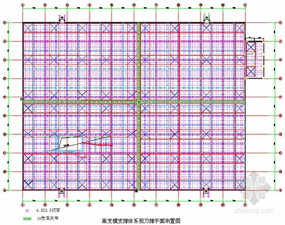 [贵州]建筑工程高大模板专项施工方案-高支模支撑体系剪力撑平面布置图 
