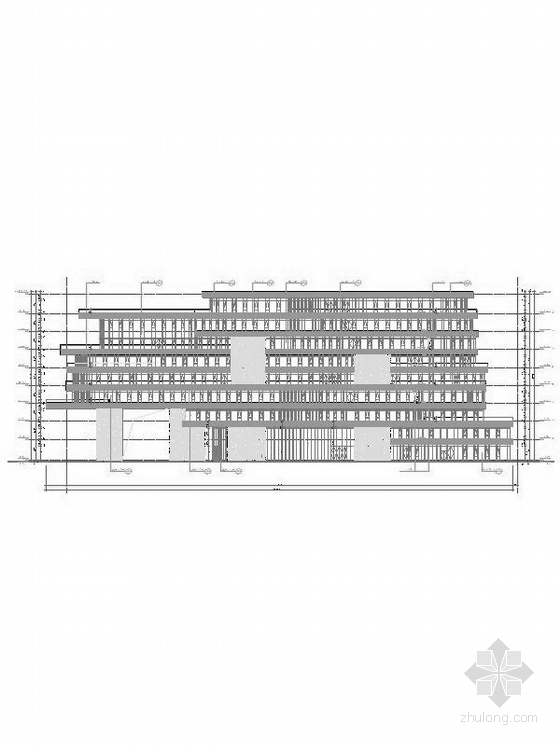 [福建]9层玻璃幕墙办公楼建筑设计施工图（2014年图纸 图纸精细 顶级建筑事务所）-9层玻璃幕墙办公楼建筑立面图