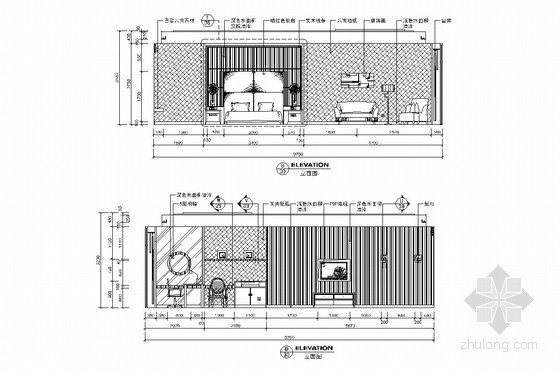 豪华客房CAD详图下载 立面图 