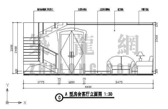 办公楼会客厅cad资料下载-会客厅立面