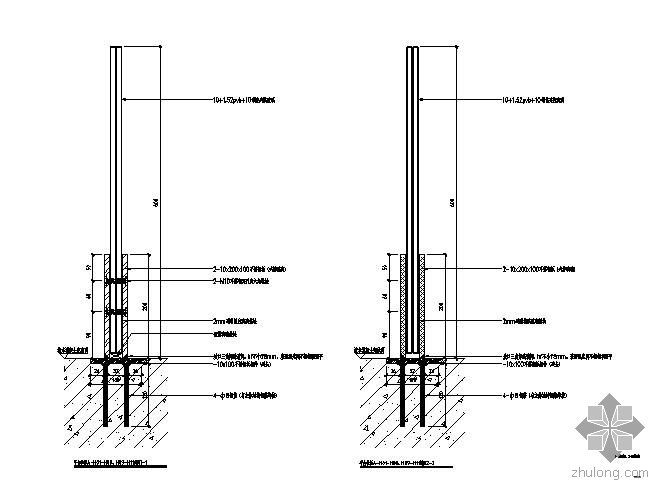 玻璃平台结构资料下载-某玻璃幕墙平台栏杆节点构造详图