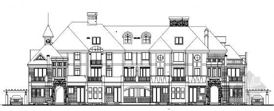 六联排别墅cad资料下载-某六拼德式多坡联排别墅建筑设计方案