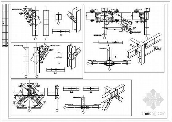 支撑钢框架节点资料下载-某钢框架支撑节点构造详图