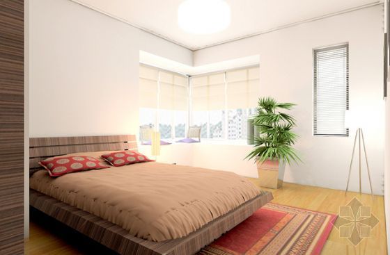 家装卧室设计原木效果图资料下载-一套家装效果图卧室