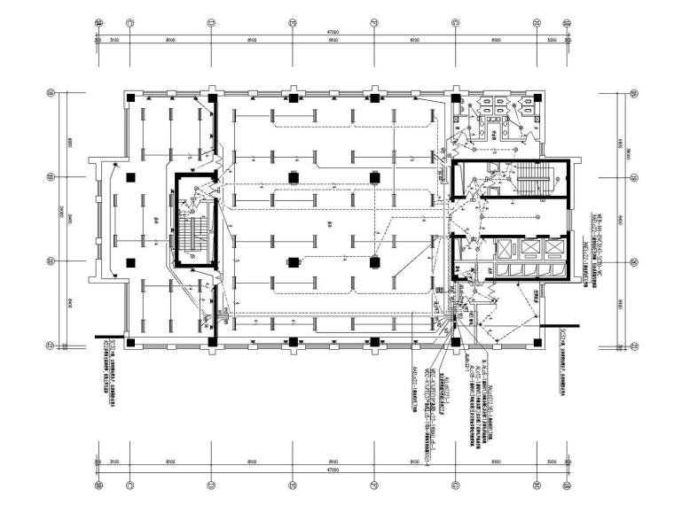 [黑龙江]五星级酒店商业办公综合体电气施工图-办公楼标准层照明平面图