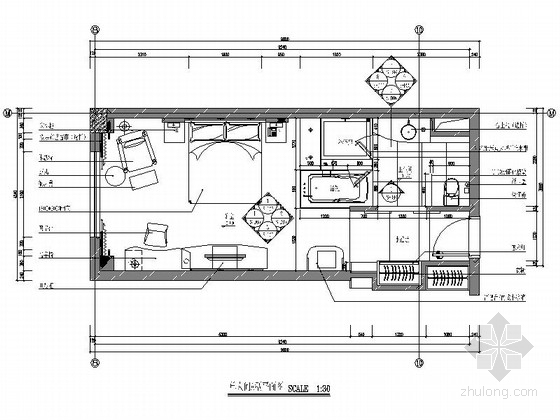 四星酒店建筑施工图资料下载-[广东]某四星酒店单人间施工图