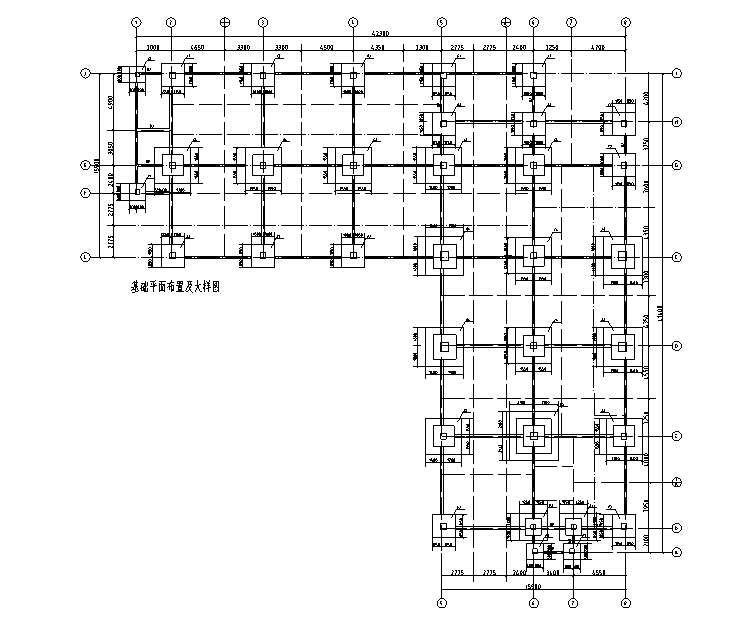 [成都]3层框架结构医院办公楼竣工图（2014）-基础平面布置及大样图