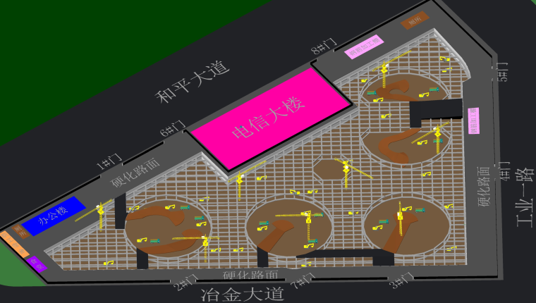 [武汉]商业中心超大基坑多工序交叉施工方案（200页）-18第二层土方开挖、支撑施工阶段总平面布置图