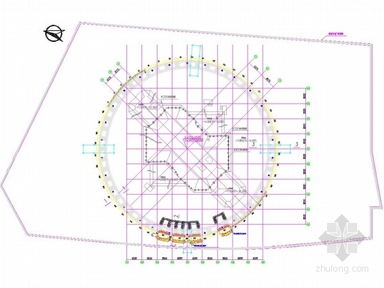 [上海]20米深基坑地下连续墙围护施工图（逆作法施工）-塔楼基坑围护 