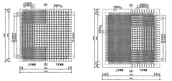 钢筋混凝土蓄水池工程施工图集186页(12种容积蓄水池)-50m3方形蓄水池顶、底板配筋图(池顶覆土500mm) 