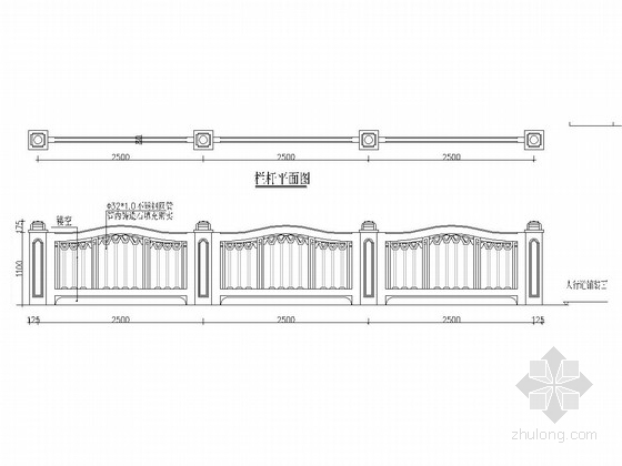 [重庆]26米宽城市次干道桥梁工程设计图47张-人行道栏杆 