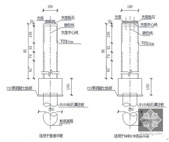 100m跨径支承体系独塔斜拉桥超全施工组织设计（412页图文丰富）-墩柱剖面图