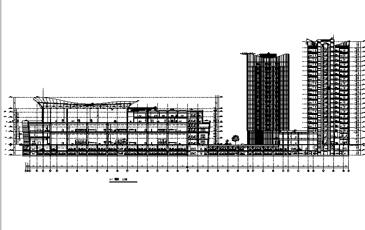 [上海]高层框架剪力墙结构商业办公综合楼建筑施工图-高层框架剪力墙结构商业办公综合楼建筑剖面图