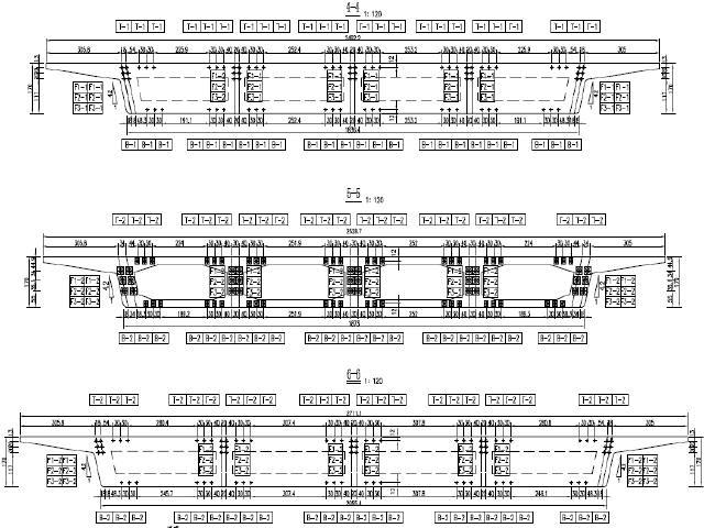 [湖北]等截面斜腹双向预应力连续箱梁互通主线及匝道工程-连续梁预应力布置图