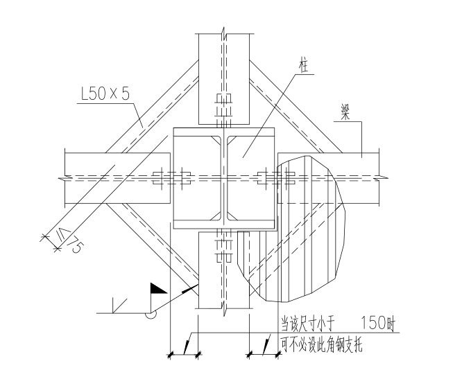 [湖南]展览馆核心筒结构大门结构施工图（三层桩基础，13张）-柱与梁交接处的压型钢板