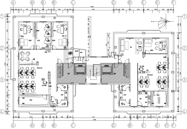 走廊办公室资料下载-[云南]某公寓办公室翻新图施工图