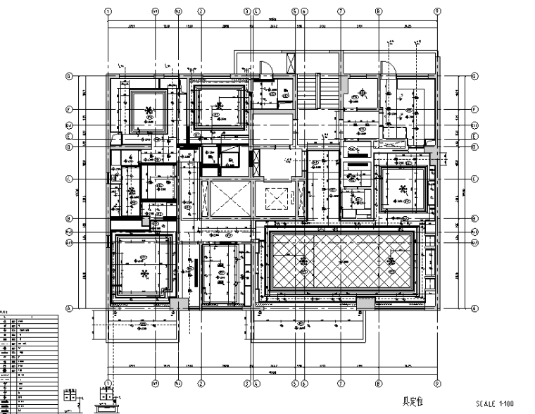 [上海]北美风格四居室住宅设计施工图（附效果图）-灯具定位图