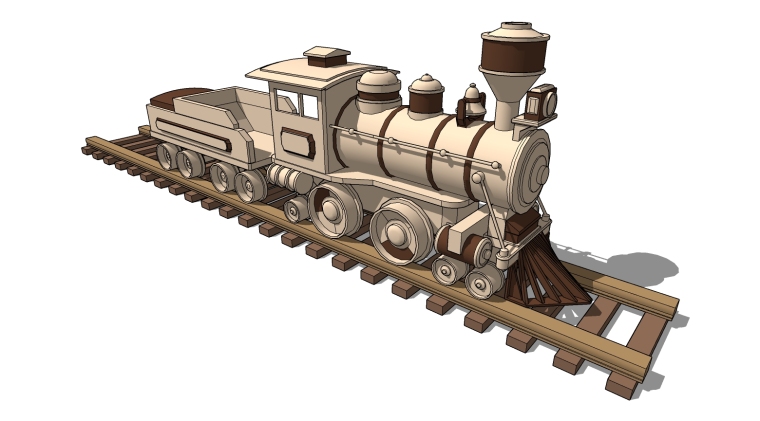 制作模型软件资料下载-木制作小火车su模型