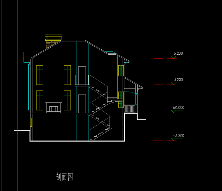 农村独栋三层别墅设计图纸资料下载-坡地独栋别墅方案设计