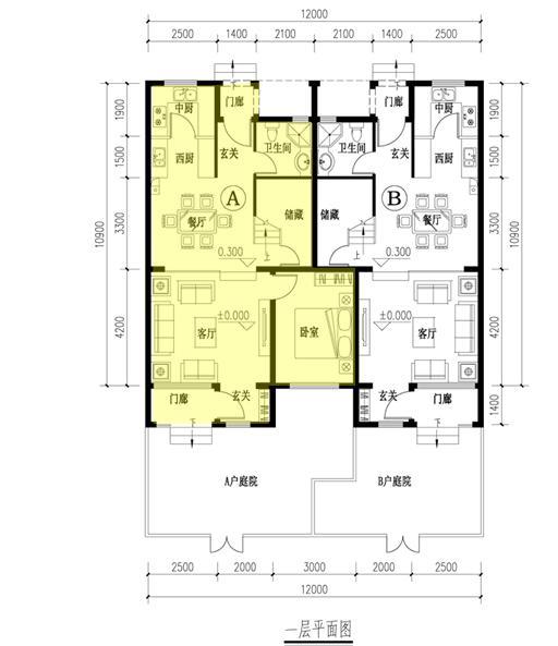 公寓式酒店户型图资料下载-[四川]四层联排及叠拼式别墅建筑户型图