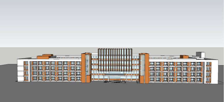 大学建筑教学楼模型资料下载-某学校主教学楼SU建筑模型