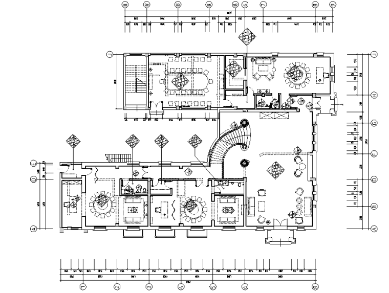 新中式禅意风格休闲会所空间设计施工图（附效果图）-立面索引图