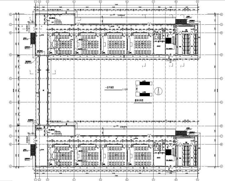 [宁夏]三层框架小学施工图（教学楼、食堂、综合楼等全栋楼图纸）-三层框架结构小学建筑平面图