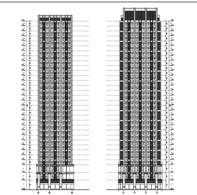 [合肥]高层现代Artdeco风格塔式住宅建筑（知名地产两套方案）-高层现代Artdeco风格塔式住宅建筑立面图