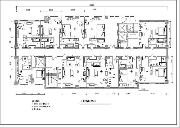 高层宾馆平面施工图CAD-宾馆酒店建筑设计平面图2