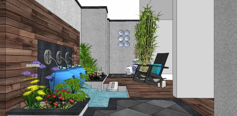 民宿庭院景观设计带泳池资料下载-小庭院景观设计