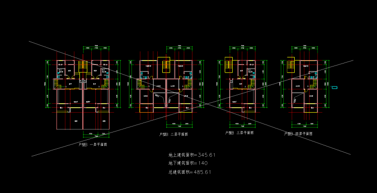 两梯两户别墅户型资料下载-叠拼别墅C户型施工图