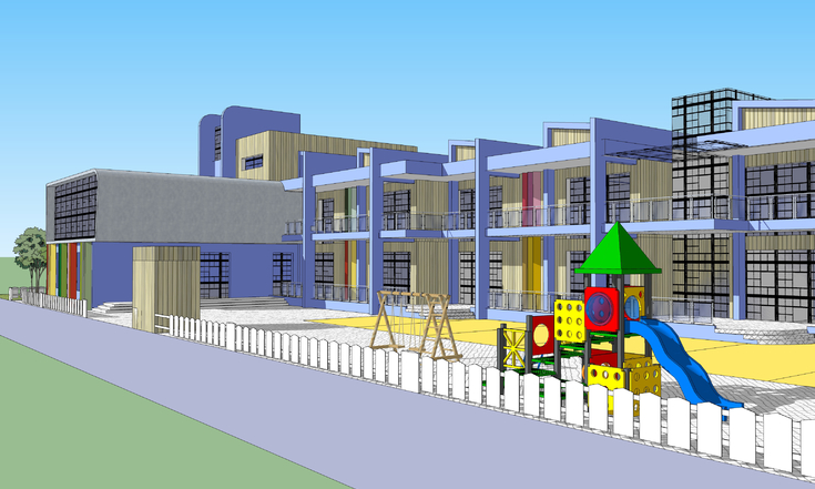 外观su模型资料下载-幼儿园教学楼设计方案SU模型