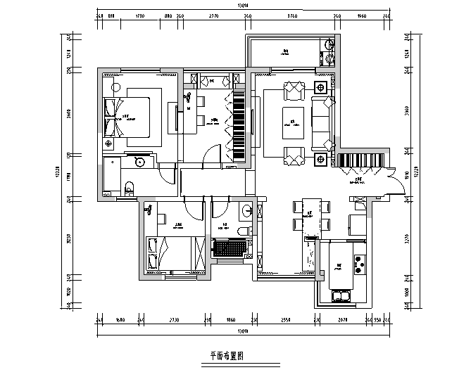 简约时尚三居室资料下载-110平米地中海风格三居室住宅设计施工图（附效果图）