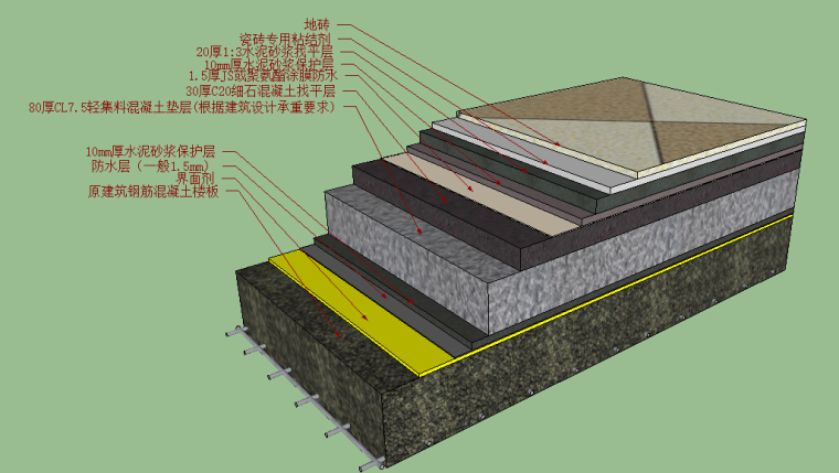 [金螳螂]CAD施工节点对应sketchup模型（原装饰节点手册）-地面-地砖