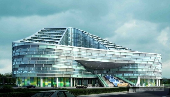 [东莞]超现代绿色商会综合大厦设计方案文本-超现代绿色商会综合大厦效果图 
