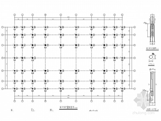 仿古大雄宝殿建筑结构全套施工图纸-柱平面布置定位图 