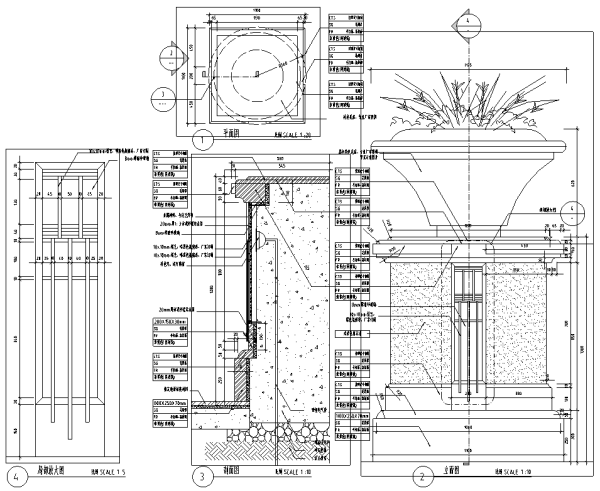 学校园林水电施工图资料下载-园林景观小品花钵花坛CAD施工图86张