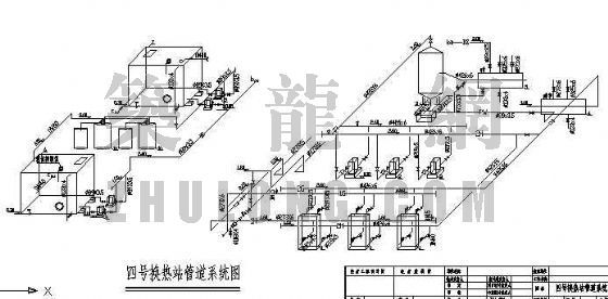 换热站管道系统图CAD资料下载-哈尔滨某换热站平面布置图