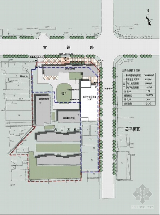 [云南]几何形体造型综合性中医院建筑设计方案文本（含三套方案及CAD）-几何形体造型综合性中医院建筑总平面图