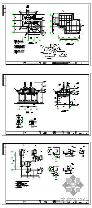 中式园林墙施工图资料下载-某中式双亭施工图