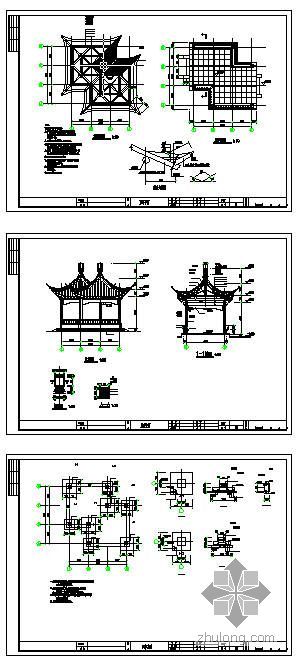 中式浮雕墙施工图资料下载-某中式双亭施工图