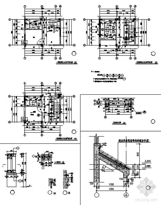 [东莞市]某豪园三期别墅区（A4型别墅）建筑结构水电施工图（含节能-JS-A4-07 楼梯大样 节点详图