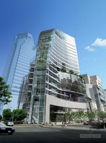 办公楼绿色建筑设计资料下载-[上海]18层高层玻璃幕墙结构办公楼建筑设计方案文本（精品资料，附图丰富）