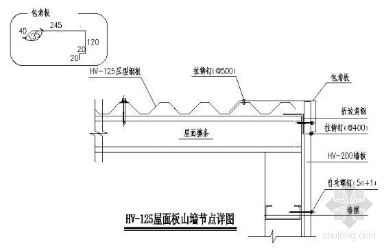 彩钢屋面板节点资料下载-HV-125屋面板山墙节点详图4