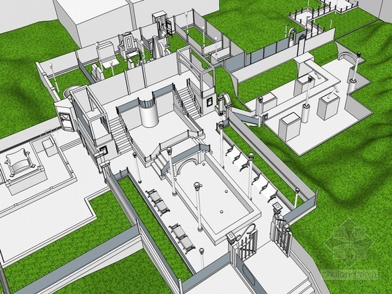 工业公园整体模型资料下载-公园SketchUp模型下载