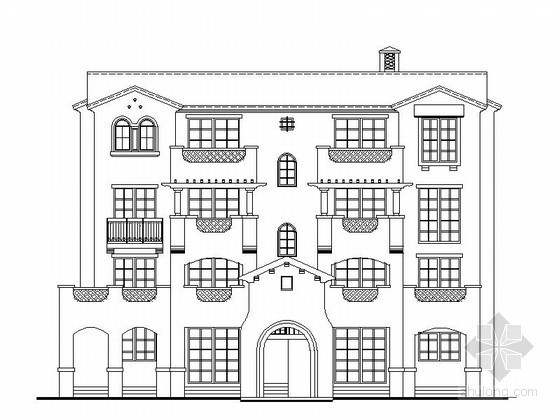 重庆洋房立面资料下载-[重庆]某五层西班牙式花园洋房建筑施工图（含建筑节能模型）
