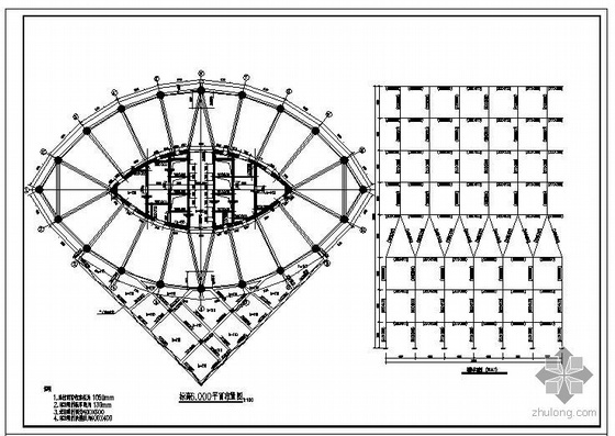 椭圆形框架结构图纸资料下载-某30层椭圆形高层宾馆初步图